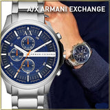 Armani Exchange Hampton Chronograph Blue Dial Silver Steel Strap Watch For Men - AX2155 Buy Now By Armani Exchange