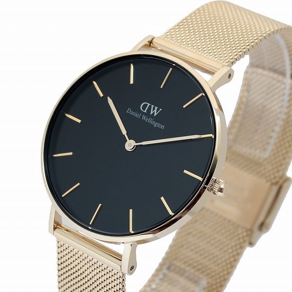 Daniel Wellington Petite Evergold Black Dial Gold Mesh Strap Watch For Women - DW00100345 Buy Now By Daniel Wellington