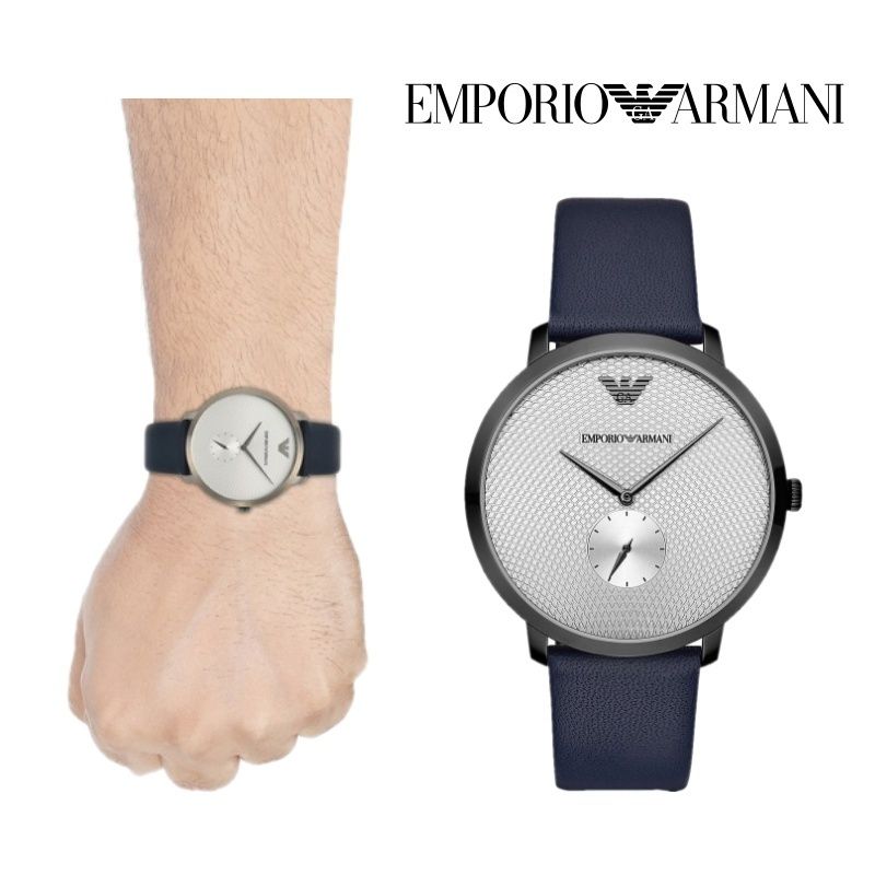 Emporio Armani Modern Slim Analog Silver Dial Blue Leather Strap Watch For Men - AR11214 Buy Now By Emporio Armani