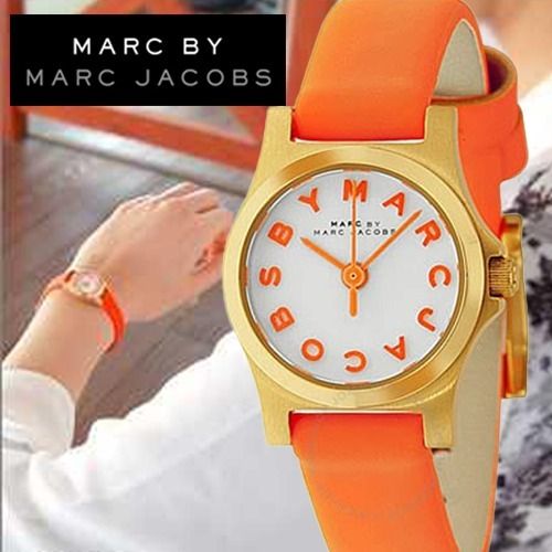 Marc Jacobs Henry Dinky White Dial Orange Leather Strap Watch for Women - MBM1236 Buy Now By Marc Jacobs
