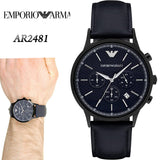 Emporio Armani Renato Chronograph Quartz Blue Dial Blue Leather Strap Watch For Men - AR2481 Buy Now By Emporio Armani