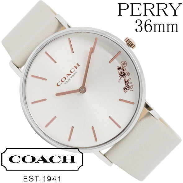 Coach Perry Silver DIal White Leather Strap Watch for Women - 14503116 Buy Now By Coach
