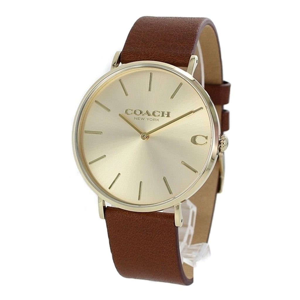 Coach Charles Gold Dial Brown Leather Strap Watch for Women - 14602433 Buy Now By Coach