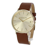 Coach Charles Gold Dial Brown Leather Strap Watch for Women - 14602433 Buy Now By Coach