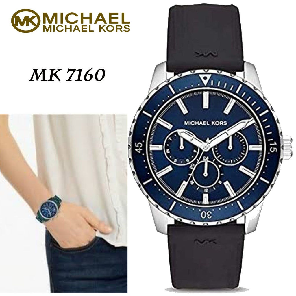 Michael Kors Cunningham Multifunction Blue Dial Black Rubber Strap Watch For Men - MK7160 Buy Now By Michael Kors
