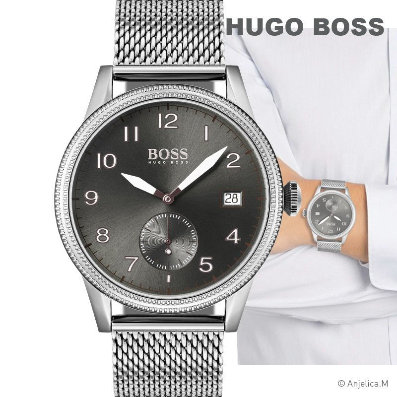 Hugo Boss Legacy Grey Dial Silver Mesh Bracelet Watch for Men - 1513673 Buy Now By Hugo Boss