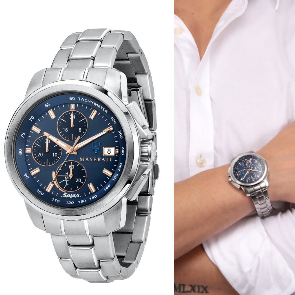 Maserati Successo 44mm Solar Blue Stainless Steel Watch For Men - R8873645004 Buy Now By Maserati