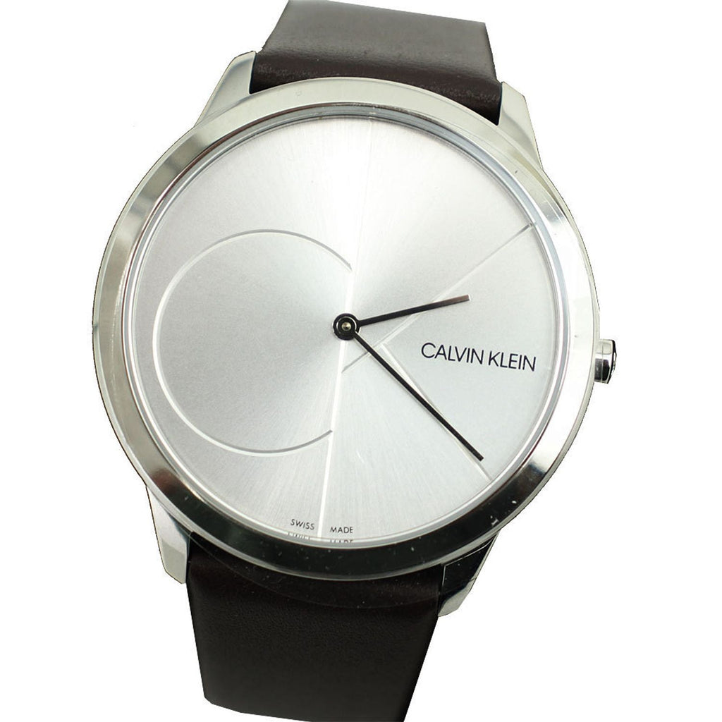 Calvin Klein Minimal Silver Dial Brown Leather Strap Watch for Men - K3M211G6 Buy Now By Calvin Klein