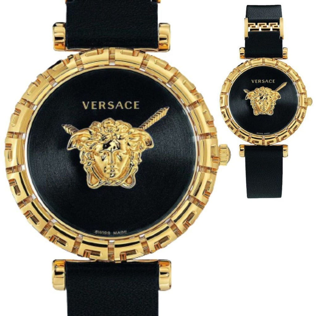 Versace Palazzo Empire Greca Black Dial Black Leather Strap Watch for Women - VEDV00119 Buy Now By Versace