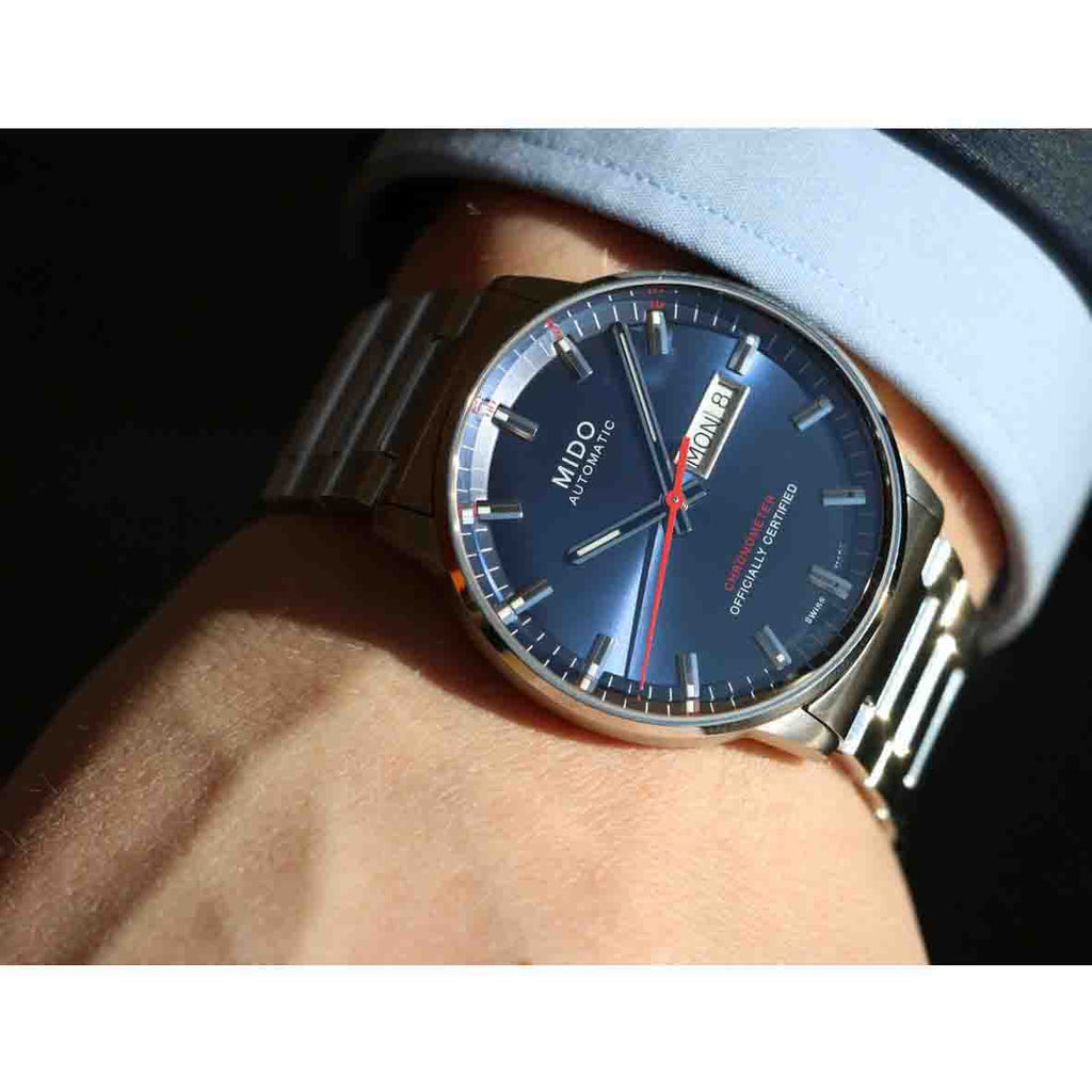 Mido Commander II Automatic Chronometer Blue Dial Silver Steel Strap Watch For Men - M021.431.11.041.00 Buy Now By Mido