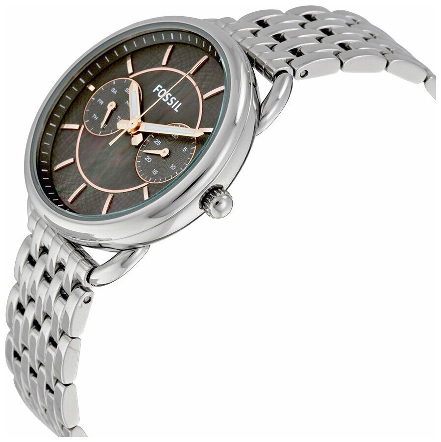 Fossil Tailor Mother of Pearl Black Dial Silver Steel Strap Watch for Women - ES3911 Buy Now By Fossil