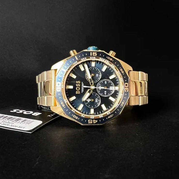 Hugo Boss Energy Chronograph Blue Dial Gold Steel Strap Watch For Men - 1513973 Buy Now By Hugo Boss