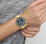 Hugo Boss Energy Chronograph Blue Dial Gold Steel Strap Watch For Men - 1513973 Buy Now By Hugo Boss
