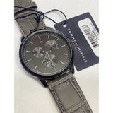 Tommy Hilfiger Brad Chronograph Quartz Grey Dial Grey Leather Strap Watch For Men - 1710388 Buy Now By Tommy Hilfiger