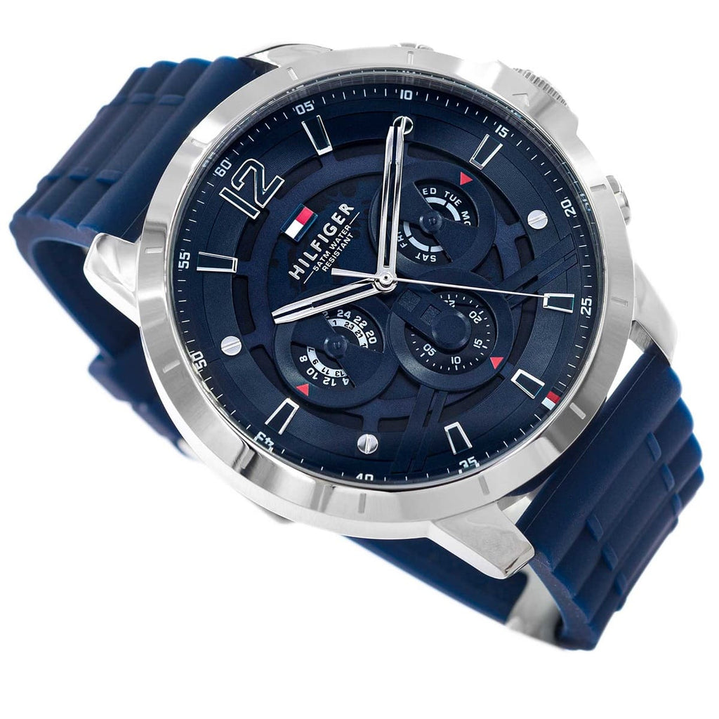 Tommy Hilfiger Luca Chronograph Blue Dial Blue Silicone Strap Watch For Men - 1710489 Buy Now By Tommy Hilfiger