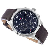 Tommy Hilfiger Asher Chrongraph Blue Dial Brown Leather Strap Watch For Men - 1791855 Buy Now By Tommy Hilfiger