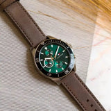Tommy Hilfiger Larson Chronograph Green Dial Brown Leather Strap Watch For Men - 1791983 Buy Now By Tommy Hilfiger