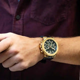 Guess Edge Chronograph Green Dial Black Leather Strap Watch For Men - GW0492G3 Buy Now By Guess