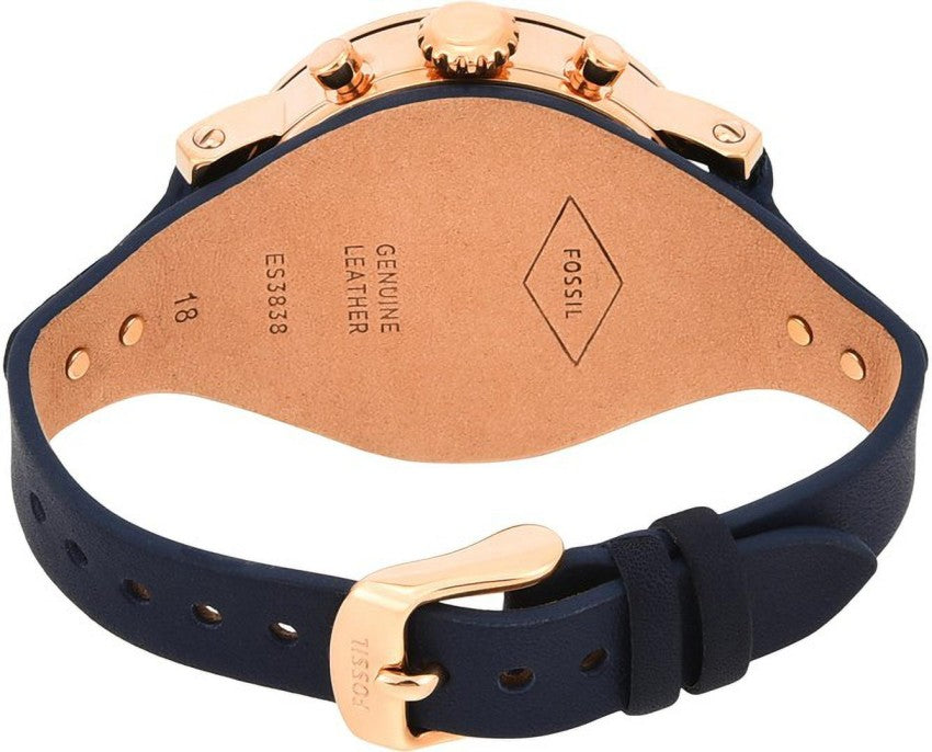 Fossil Original Boyfriend Chronograph White Dial Navy Blue Leather Strap Watch for Women - ES3838 Buy Now By Fossil