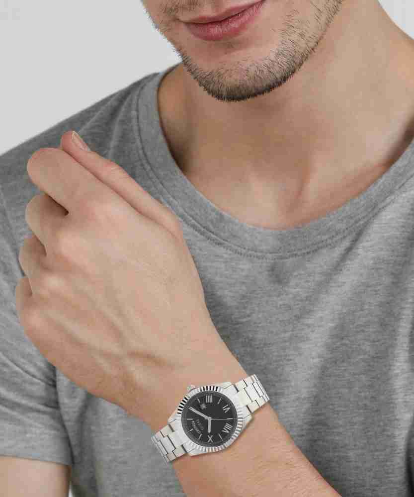 Guess Connoisseur Black Dial Silver Steel Strap Watch for Men - GW0265G1 Buy Now By Guess