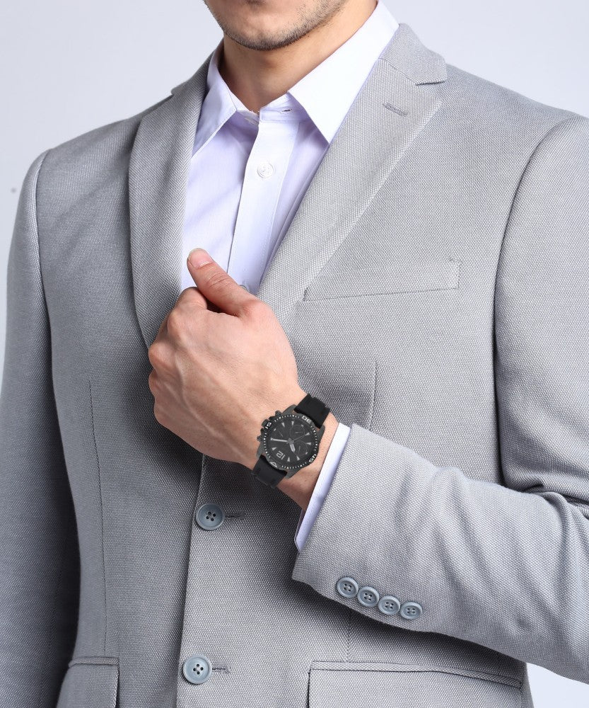 Guess Commander Black Dial Black Rubber Strap Watch for Men - GW0211G3 Buy Now By Guess