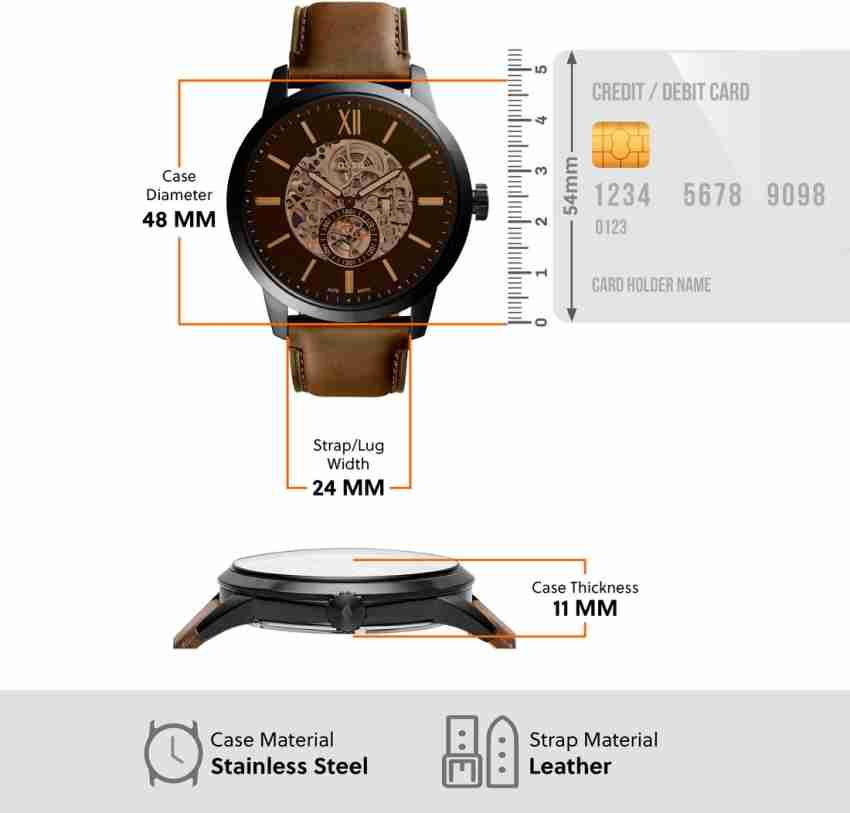 Fossil Townsman Automatic Black Dial Brown Leather Strap Watch for Men - ME3155 Buy Now By Fossil