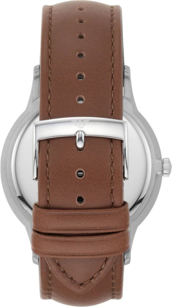 Emporio Armani Renato Quartz Silver Dial Brown Leather Strap Watch For Men - AR11185 Buy Now By Emporio Armani