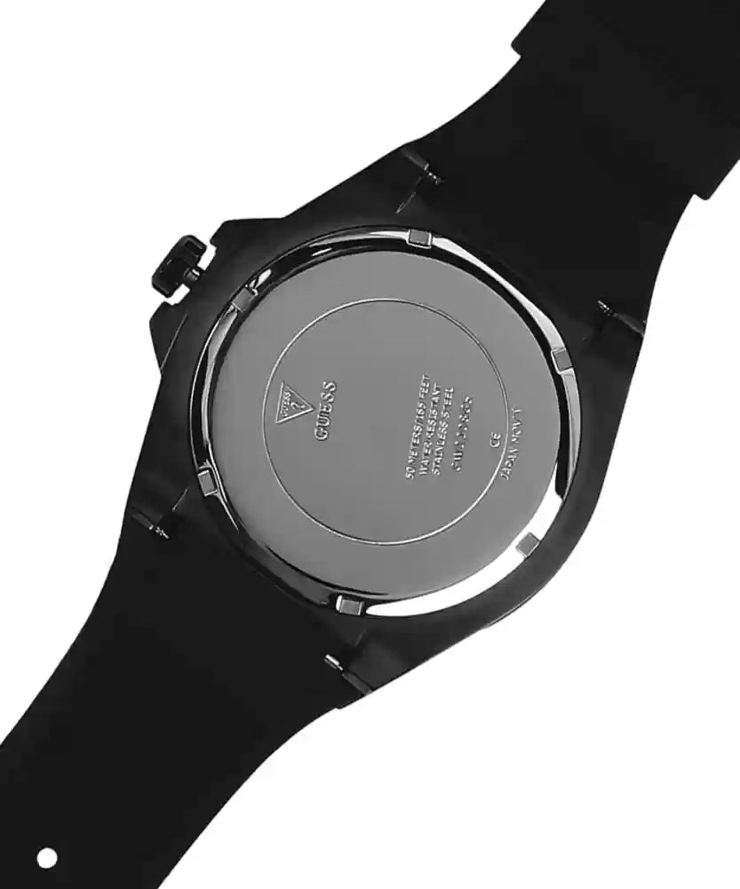 Guess Genesis Quartz Black Dial Black Silicone Strap Watch For Men - W1254G2 Buy Now By Guess