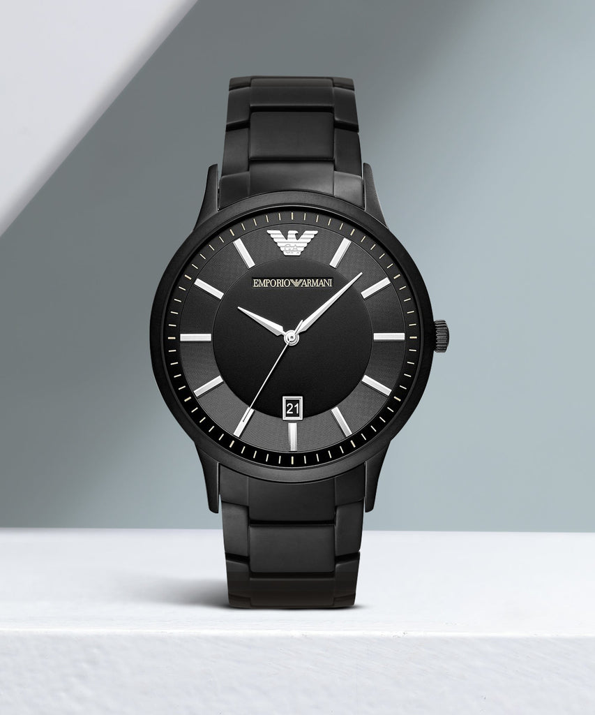 Emporio Armani Renato Quartz Black Dial Black Steel Strap Watch For Men - AR11079 Buy Now By Emporio Armani