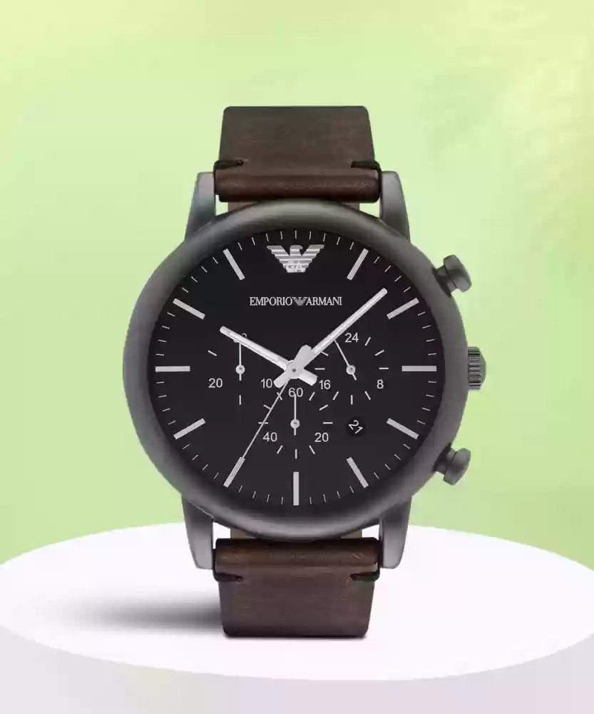 Emporio Armani Classic Chronograph Black Dial Brown Leather Strap Watch For Men - AR1919 Buy Now By Emporio Armani