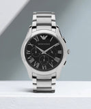 Emporio Armani Valente Chronograph Quartz Black Dial Silver Steel Strap Watch For Men - AR11083 Buy Now By Emporio Armani