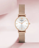 Emporio Armani Gianni T Bar Silver Dial Rose Gold Mesh Bracelet Watch For Women - AR1956 Buy Now By Emporio Armani