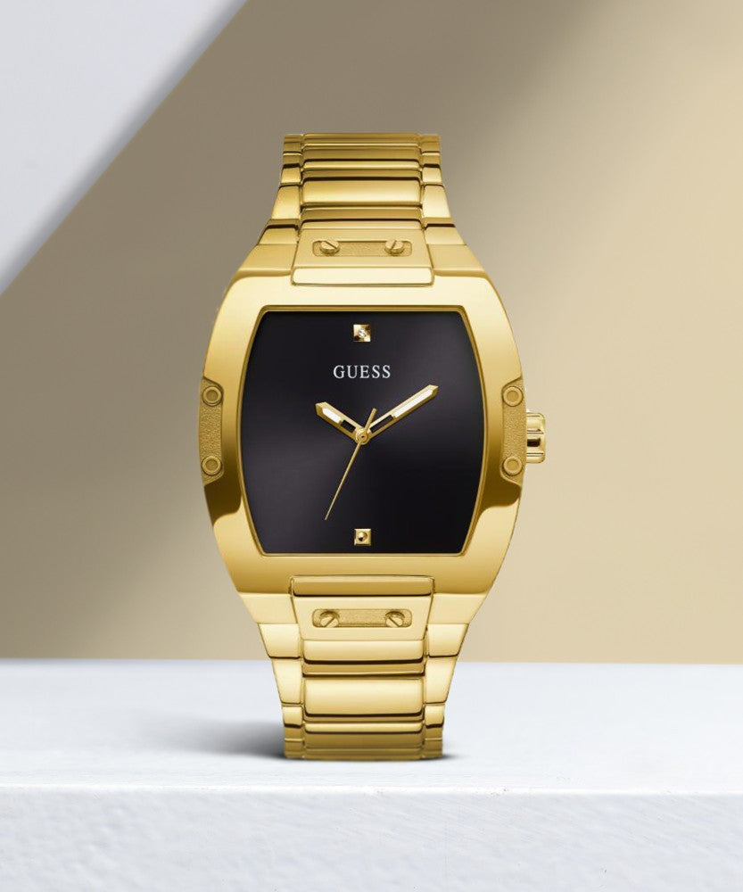 Guess Phoenix Black Dial Gold Steel Strap Watch for Men - GW0387G2 Buy Now By Guess