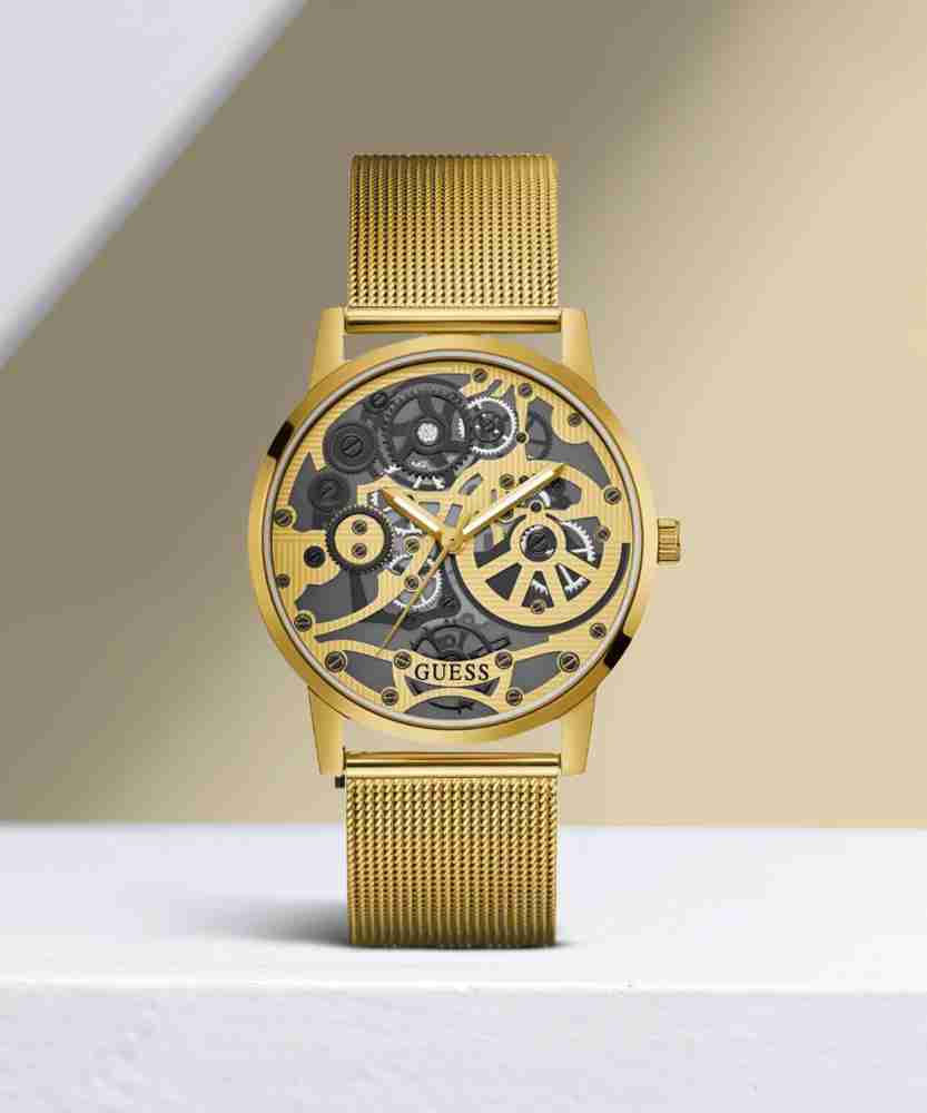Guess Gadget Gold Dial Gold Mesh Bracelet Watch for Men - GW0538G2 Buy Now By Guess