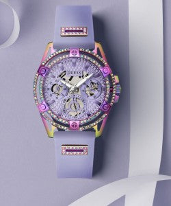 Guess Queen Quartz Purple Dial Purple Silicone Strap Watch For Women - GW0536L4 Buy Now By Guess