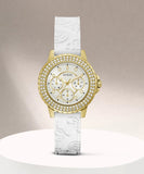 Guess Crown Jewel Multifunction Diamonds White Dial White Leather Strap Watch for Women - GW0411L1 Buy Now By Guess