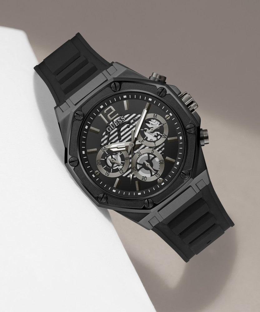 Guess Momentum Black Dial Black Rubber Strap Watch for Men - GW0263G4 Buy Now By Guess