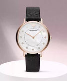 Emporio Armani Kappa Mother of Pearl Dial Black Leather Strap Watch For Women - AR80011 Buy Now By Emporio Armani