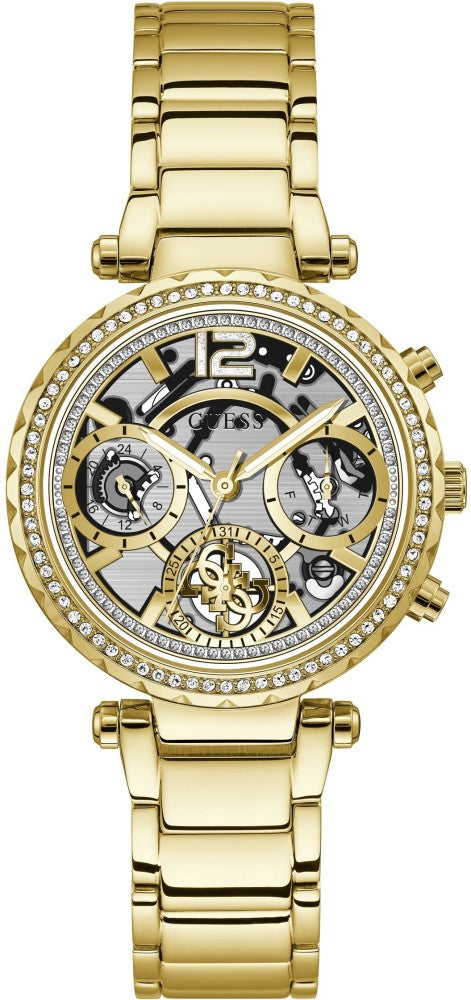 Guess Solstice Diamonds Gold Dial Gold Steel Strap Watch for Women - GW0403L2 Buy Now By Guess