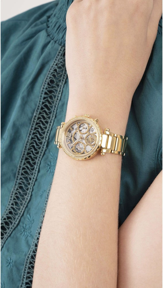 Guess Solstice Diamonds Gold Dial Gold Steel Strap Watch for Women - GW0403L2 Buy Now By Guess