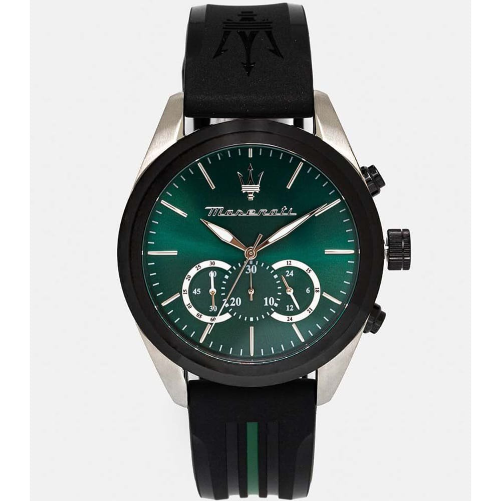 Maserati Traguardo Chronograph Green Dial Black Silicone Strap Watch For Men - R8871612043 Buy Now By Maserati