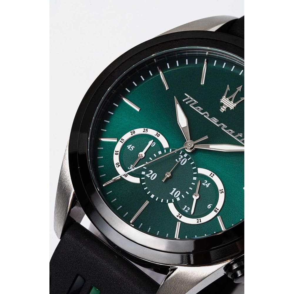 Maserati Traguardo Chronograph Green Dial Black Silicone Strap Watch For Men - R8871612043 Buy Now By Maserati