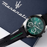 Maserati Traguardo Chronograph Green Dial Black Silicone Strap Watch For Men - R8871612043 Buy Now By Maserati