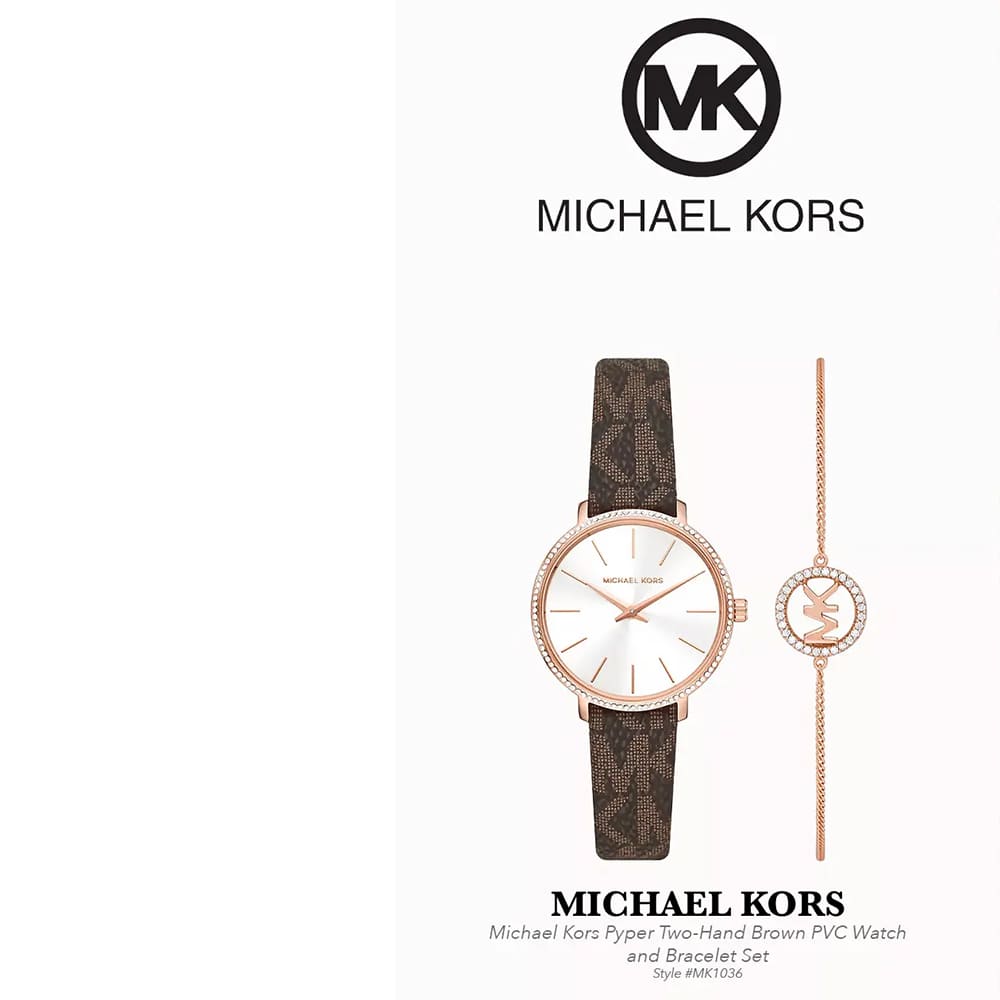 Michael Kors Pyper Quartz Silver Dial Brown Leather Strap Watch for Women - MK1036 Buy Now By Michael Kors