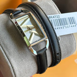 Michael Kors Empire Three-Hand Silver Dial Black Leather Strap Watch For Women - MK4722 Buy Now By Michael Kors