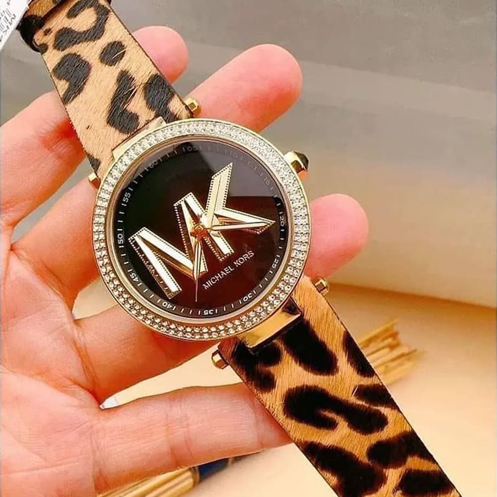 Michael Kors Parker Black Dial Cheetah Print Brown Leather Strap Watch For Women - MK4723 Buy Now By Michael Kors