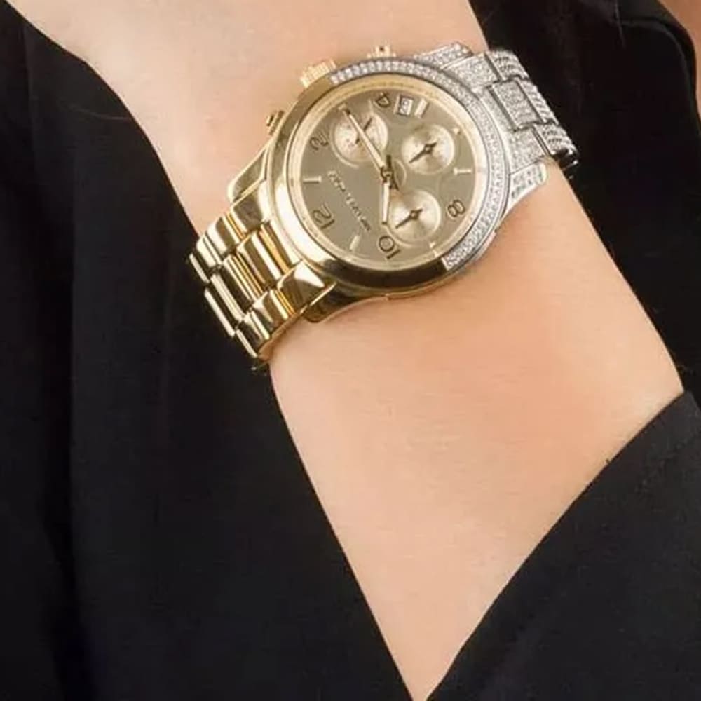 Michael Kors Runway Chronograph Gold Dial Two Tone Steel Strap Watch For Women - MK7329 Buy Now By Michael Kors