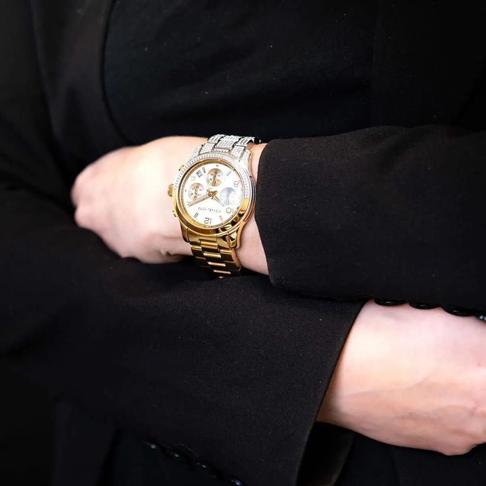 Michael Kors Runway Chronograph Gold Dial Two Tone Steel Strap Watch For Women - MK7329 Buy Now By Michael Kors