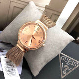 Guess Chiffon Rose Gold Dial Mesh Bracelet Watch For Women - W1083L3 Buy Now By Guess