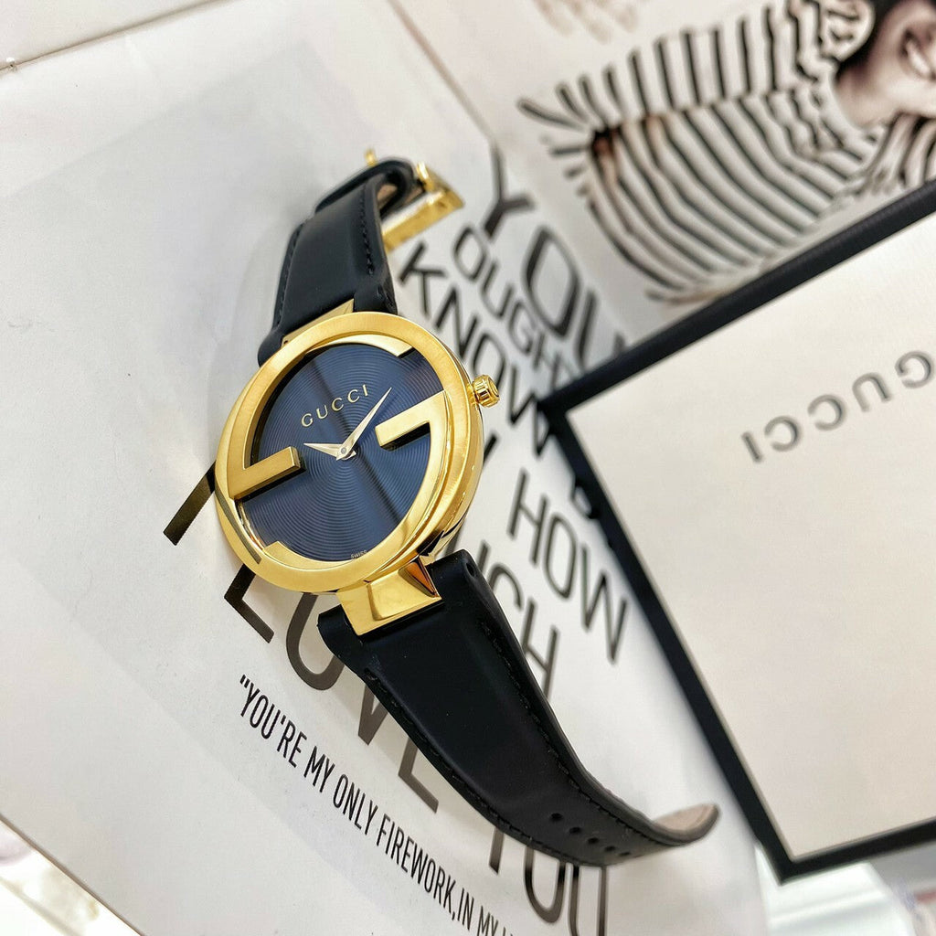 Gucci G Interlocking Grammy Special Edition Black Dial Black Leather Strap Watch For Men - YA133212 Buy Now By Gucci